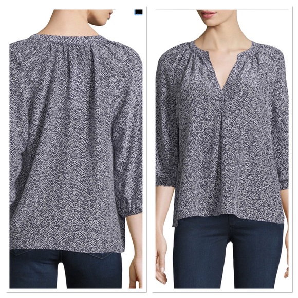 Joie Tops - Joie Addie B Printed 3/4-Sleeve Blouse, Dark Navy
